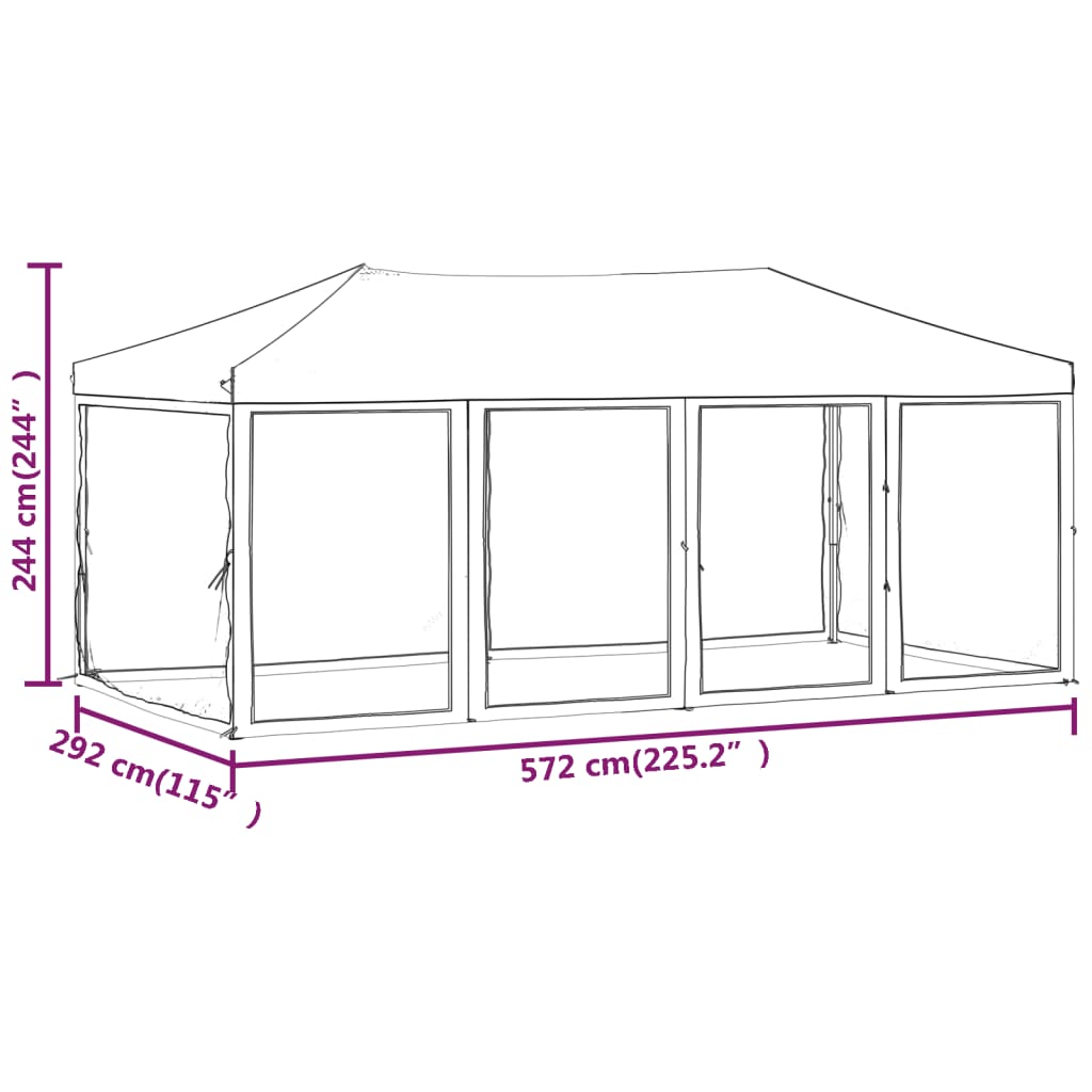 Hopfällbart partytält med sidoväggar taupe 3x6 m