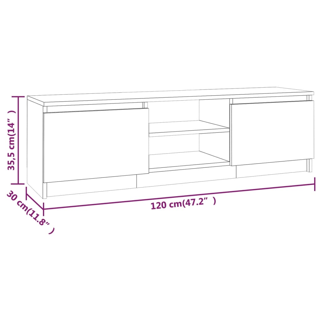 Tv-bänk rökfärgad ek 120x30x35,5 cm konstruerat trä