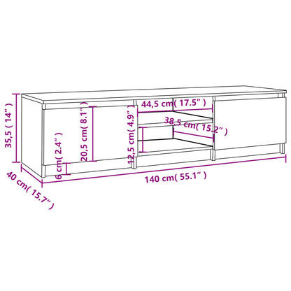 Tv-bänk rökfärgad ek 140x40x35,5 cm konstruerat trä