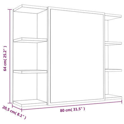 Spegelskåp för badrum Brun ek 80x20,5x64 cm konstruerat trä