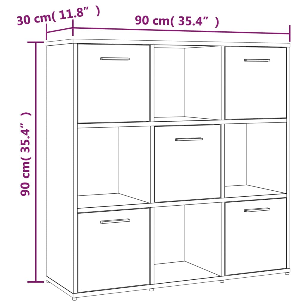 Bokhylla rökfärgad ek 90x30x90 cm konstruerat trä