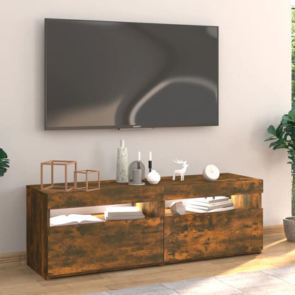 Tv-bänk med LED-belysning rökfärgad ek 120x35x40 cm