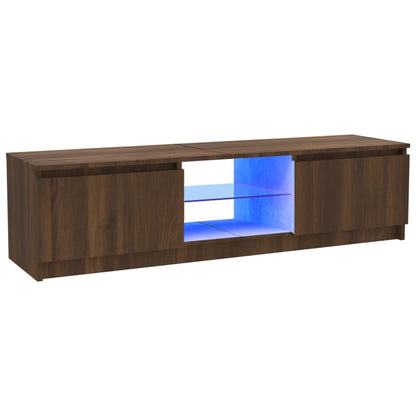 TV-bänk med LED-belysning Brun ek 120x30x35,5 cm