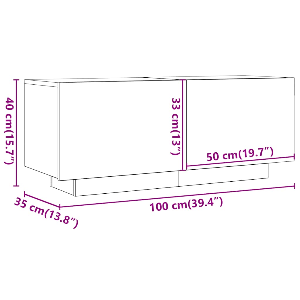 Tv-bänk brun ek 100x35x40 cm konstruerat trä