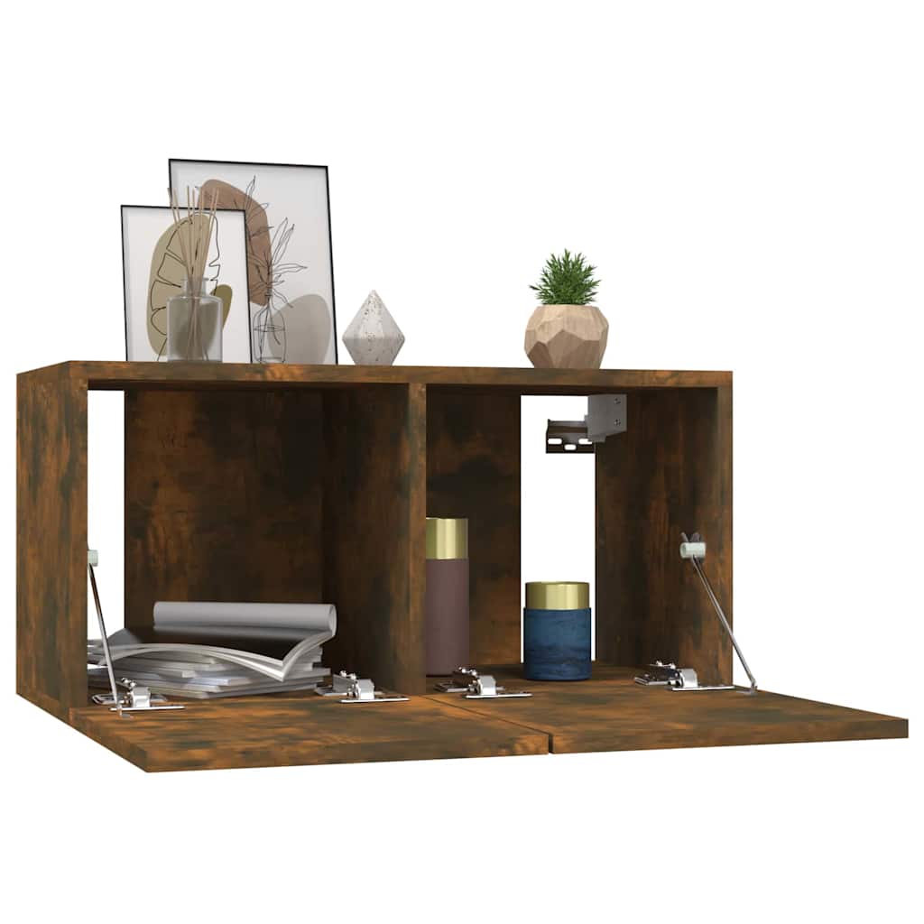 Hängande TV-skåp 3 st rökfärgad ek 60x30x30 cm