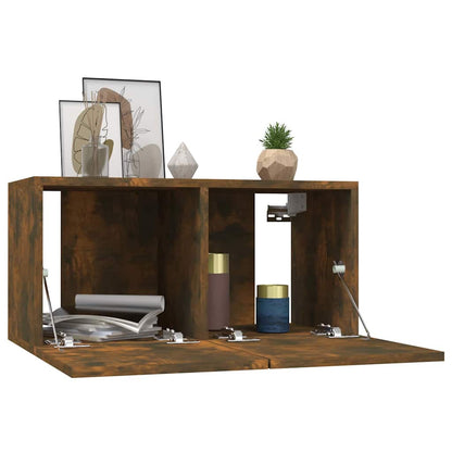 Hängande TV-skåp 3 st rökfärgad ek 60x30x30 cm