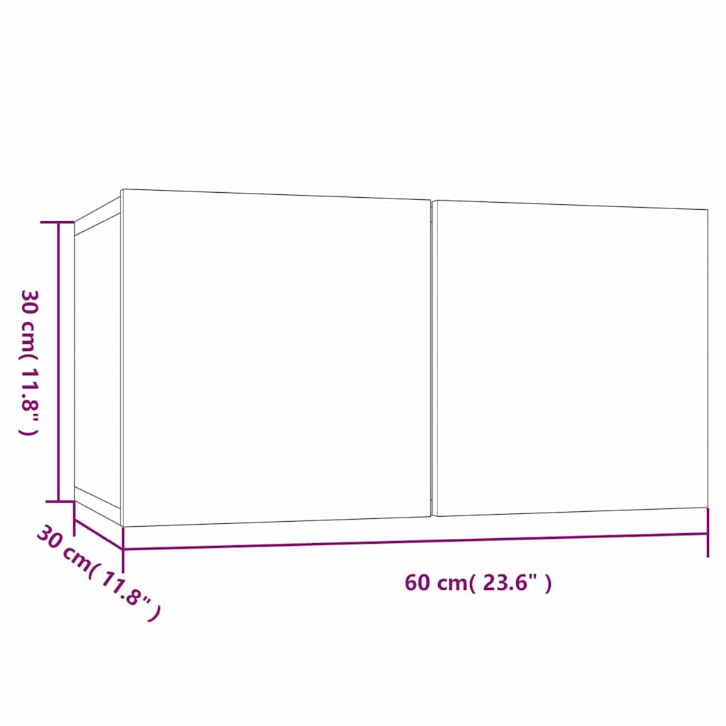 Hängande TV-skåp 3 st rökfärgad ek 60x30x30 cm