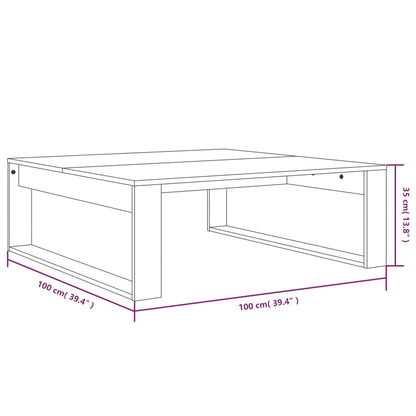 Soffbord brun ek 100x100x35 cm konstruerat trä