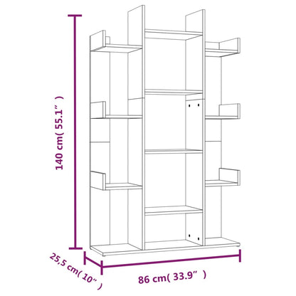 Bokhylla rökfärgad ek 86x25,5x140 cm konstruerat trä