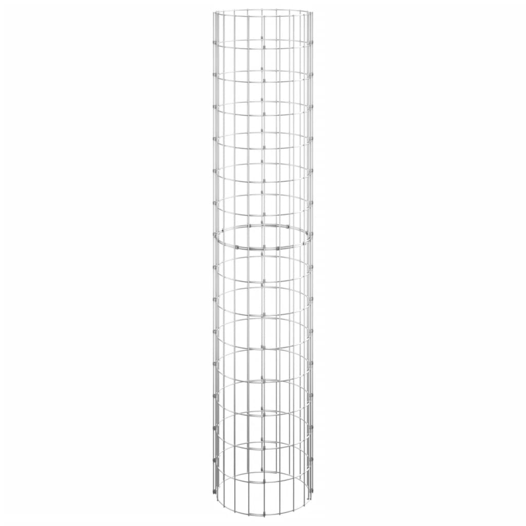 Planteringsgabion upphöjd rund galvaniserat stål Ø30x150 cm