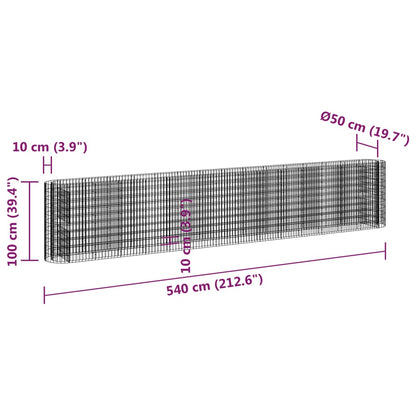 Planteringsgabion galvaniserat järn 540x50x100 cm