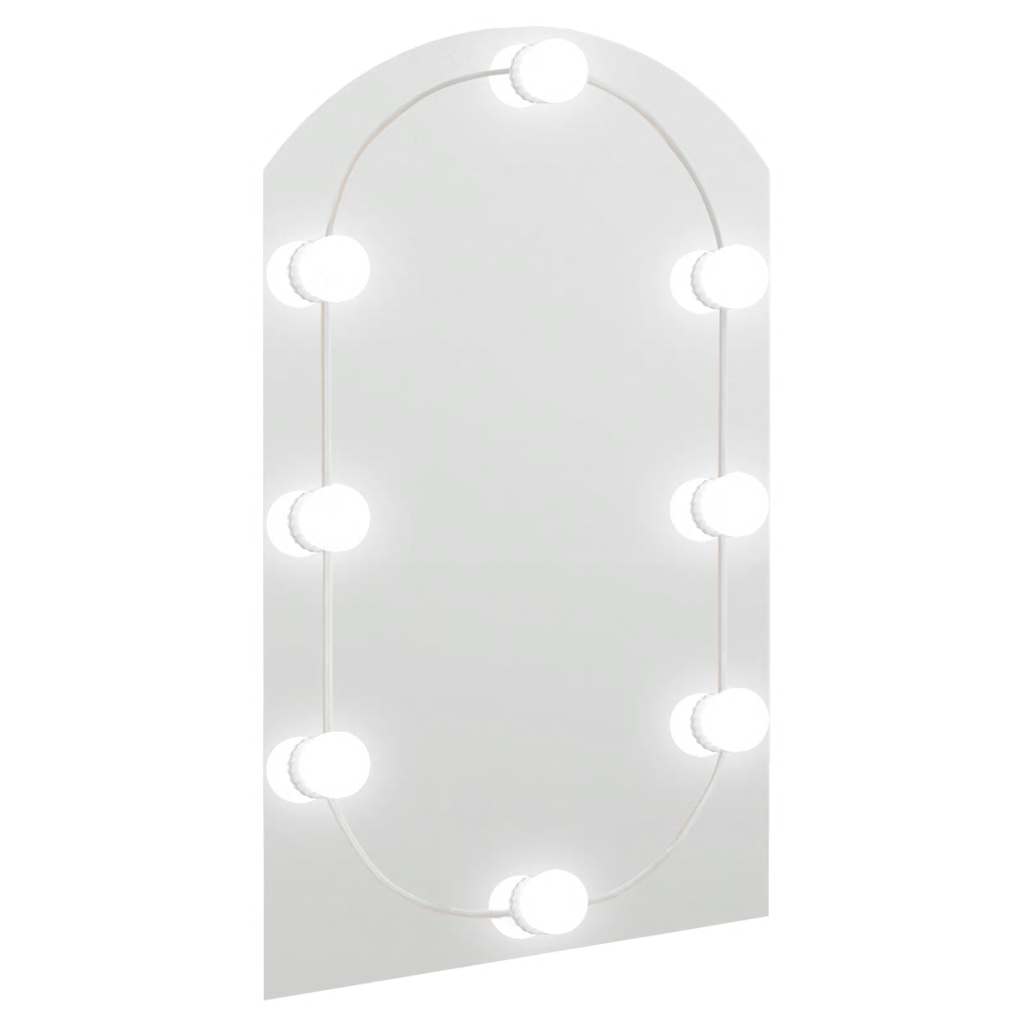 Spegel med LED-lampor 60x40 cm glas valvformad