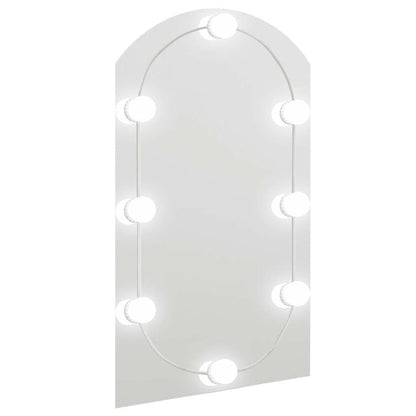 Spegel med LED-lampor 70x40 cm glas valvformad (335864+326088)