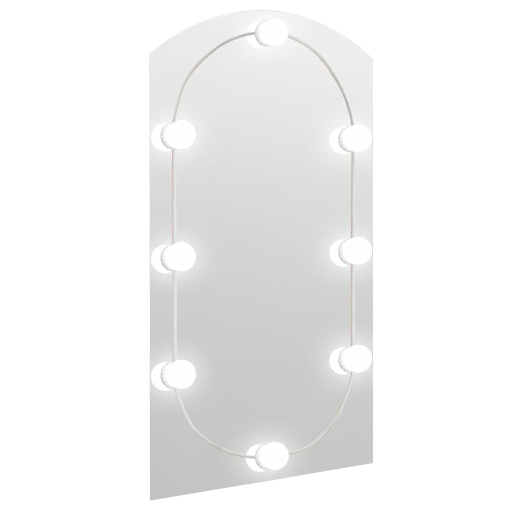 Spegel med LED-lampor 90x45 cm glas valvformad (335864+326089)