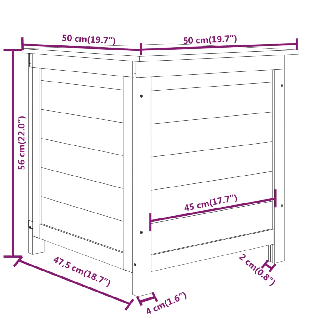 Dynbox för trädgården 50x50x56 cm massivt granträ