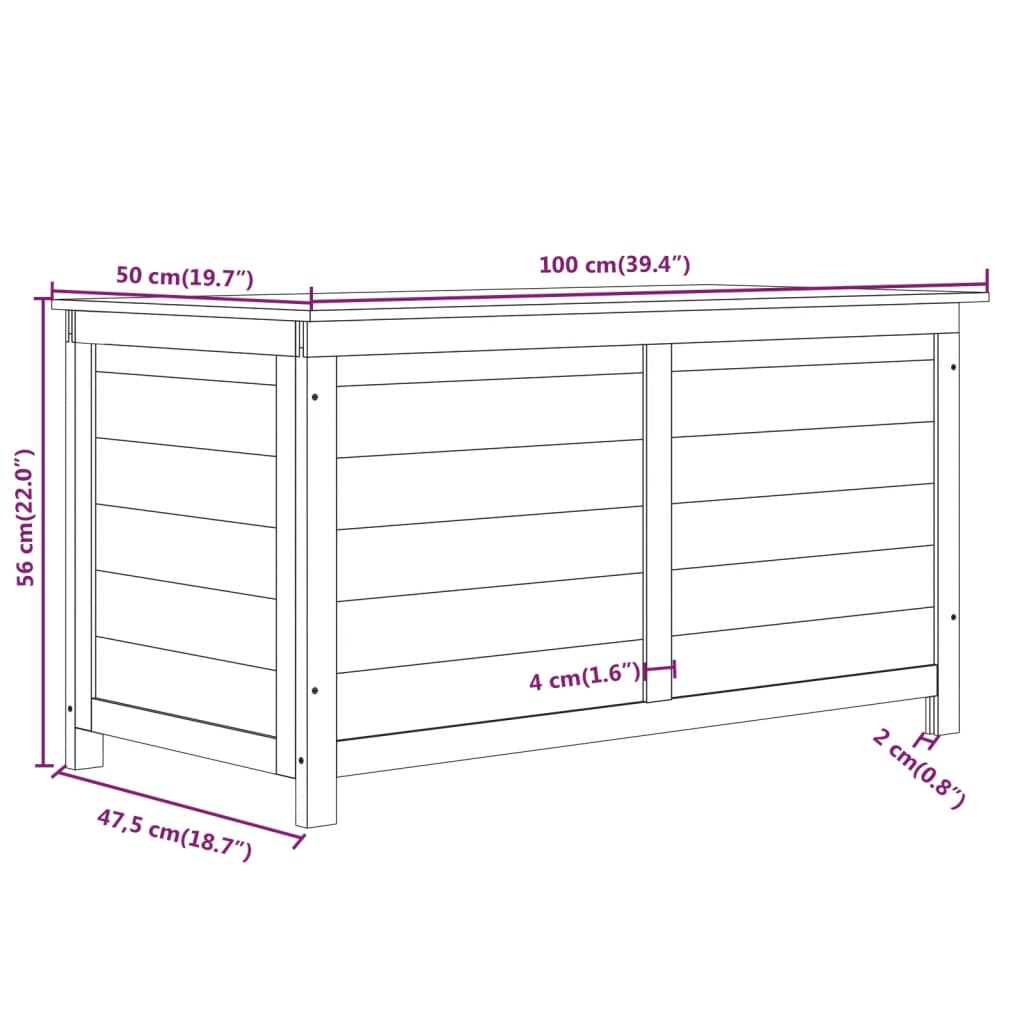 Dynbox för trädgården 100x50x56 cm massivt granträ