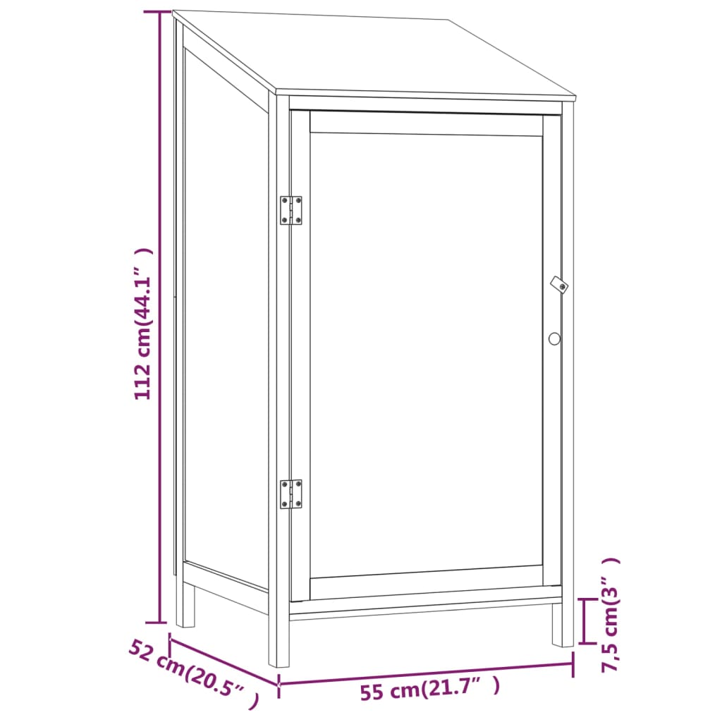 Trädgårdsbod vit 55x52x112 cm massivt granträ