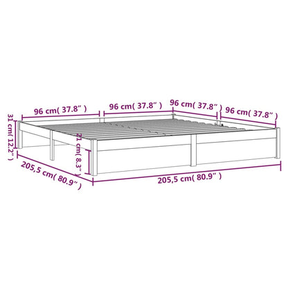 Sängram utan madrass massivt trä 200x200cm