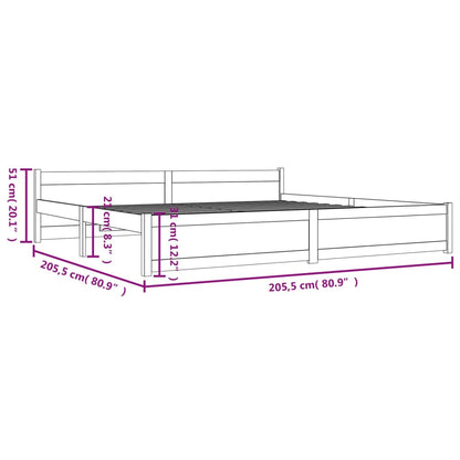 Sängram vit massivt trä 200x200 cm