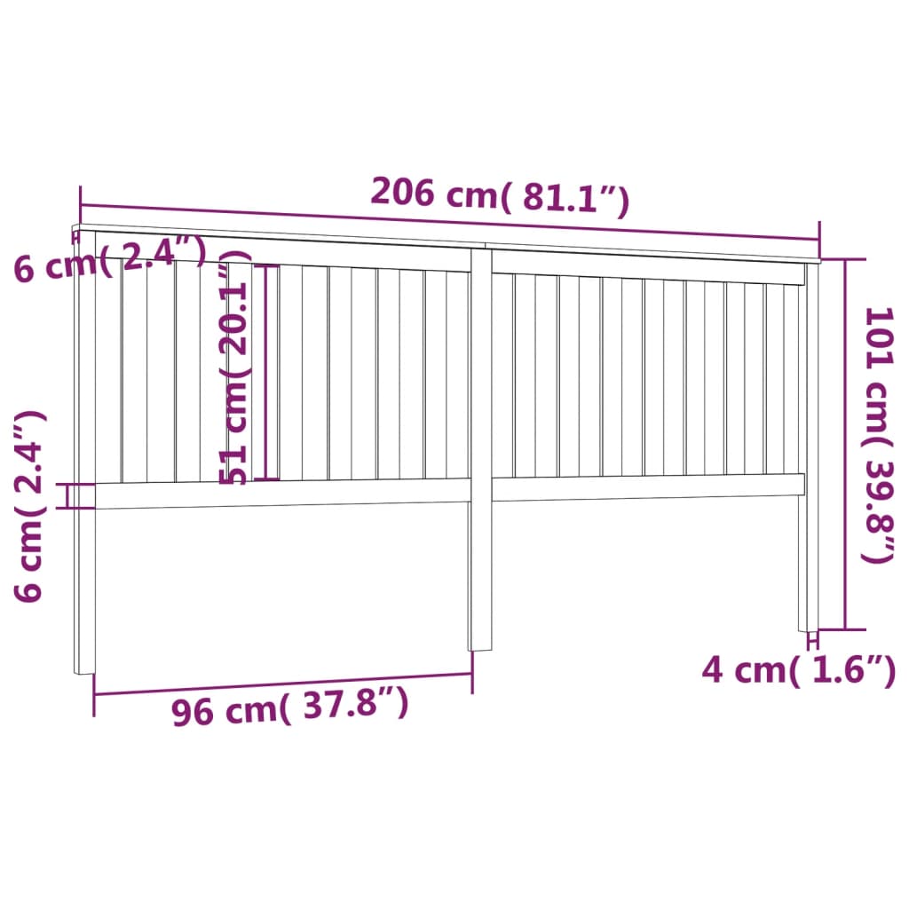 Sänggavel honungsbrun 206x6x101 cm massiv furu