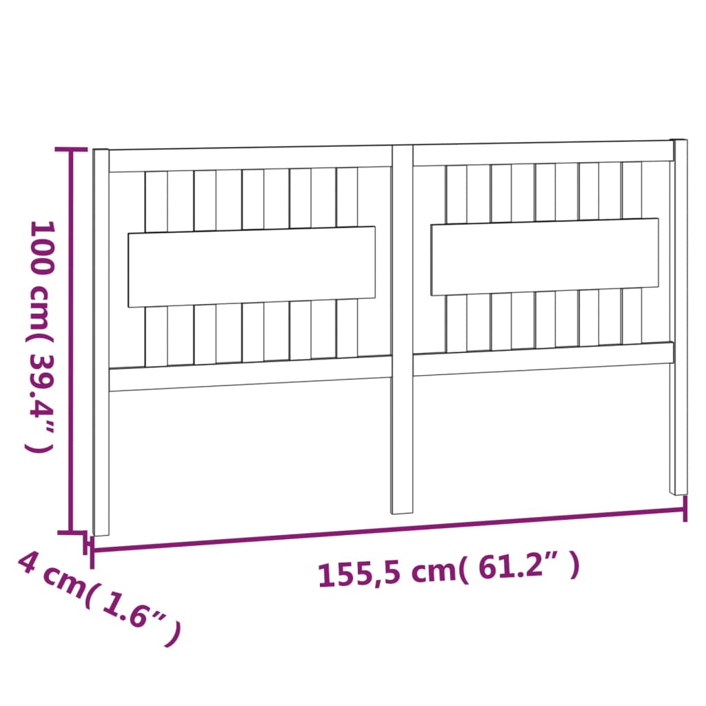 Sänggavel vit 155,5x4x100 cm massiv furu