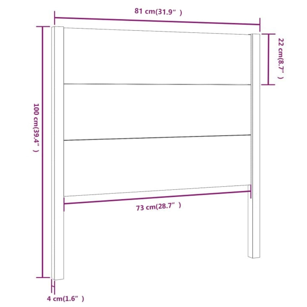 Sänggavel vit 81x4x100 cm massiv furu