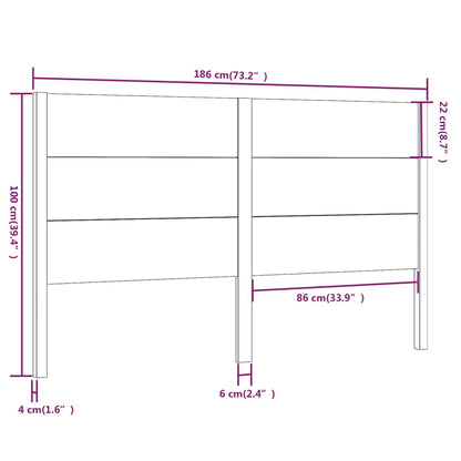 Sänggavel vit 186x4x100 cm massiv furu