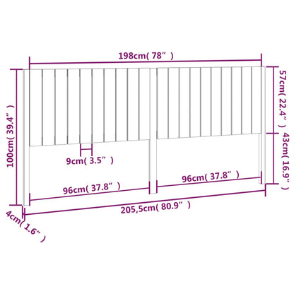 Sänggavel vit 205,5x4x100 cm massiv furu