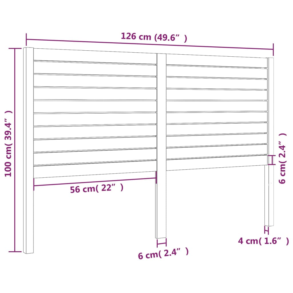 Sänggavel vit 126x4x100 cm massiv furu