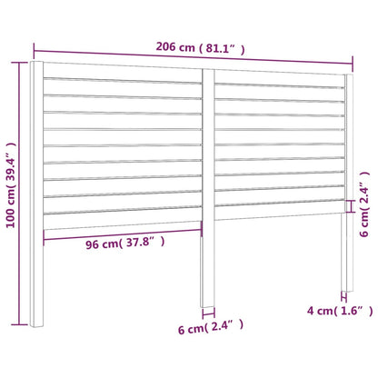 Sänggavel vit 206x4x100 cm massiv furu