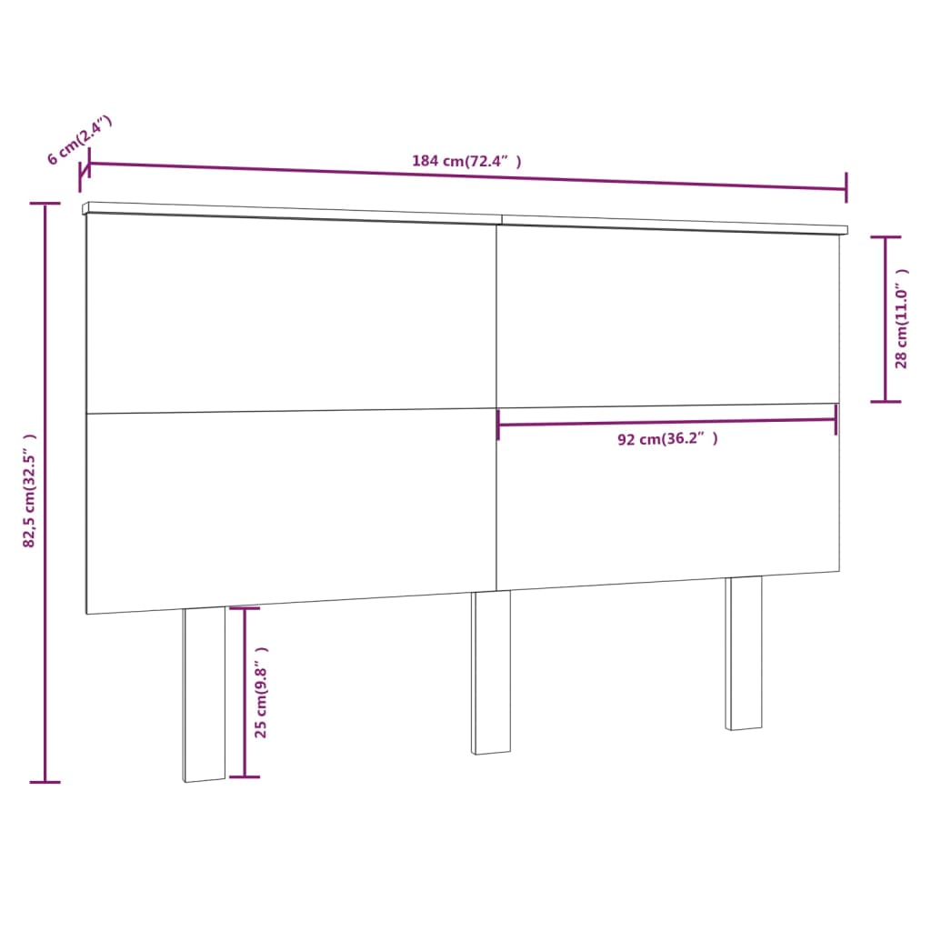 Sänggavel vit 184x6x82,5 cm massiv furu