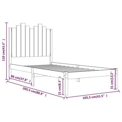 Sängram vit massiv furu 100x200 cm enkelsäng