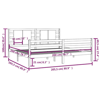 Sängram utan madrass vit 200x200 cm massiv furu