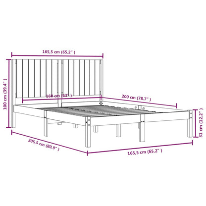 Sängram utan madrass vit 160x200 cm massiv furu