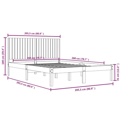 Sängram utan madrass vit 200x200 cm massiv furu