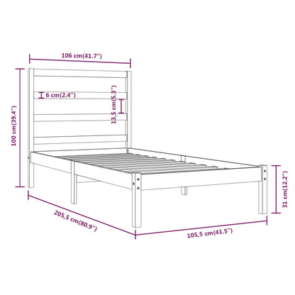 Sängram svart massiv furu 100x200 cm enkelsäng