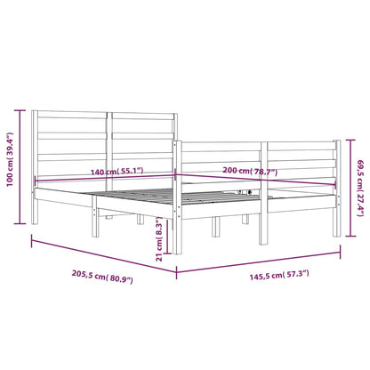 Sängram vit massiv furu 140x200 cm