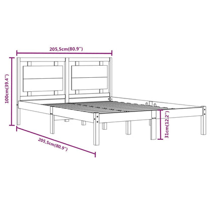 Sängram honungsbrun massivt trä 200x200 cm