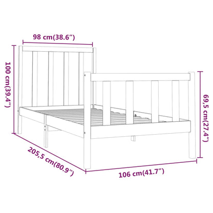 Sängram utan madrass 100x200 cm massiv furu