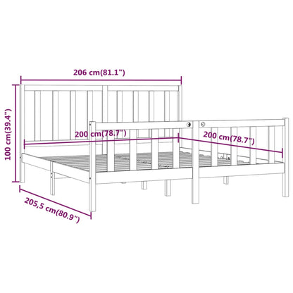 Sängram honungsbrun massivt trä 200x200 cm