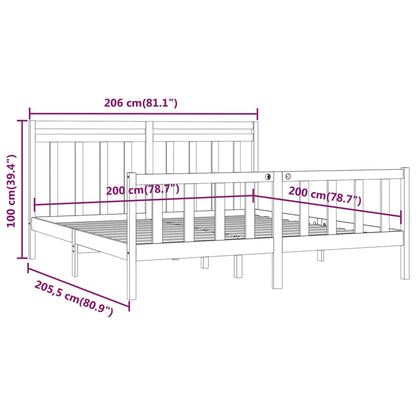 Sängram honungsbrun massivt trä 200x200 cm