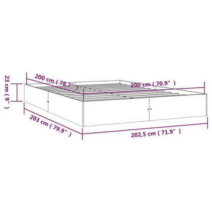 Sängram vit massivt trä 200x200 cm