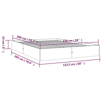 Sängram vit massivt trä 150x200 cm