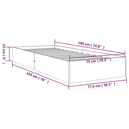 Sängram vit massivt trä 75x190 cm