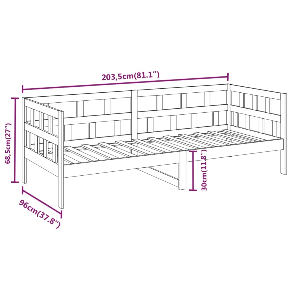 Dagbädd vit 90x200 cm massiv furu