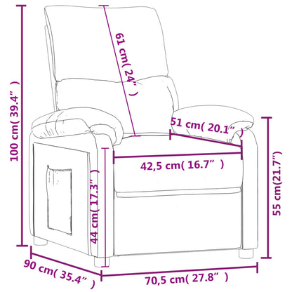 Reclinerfåtölj ljusgrå tyg