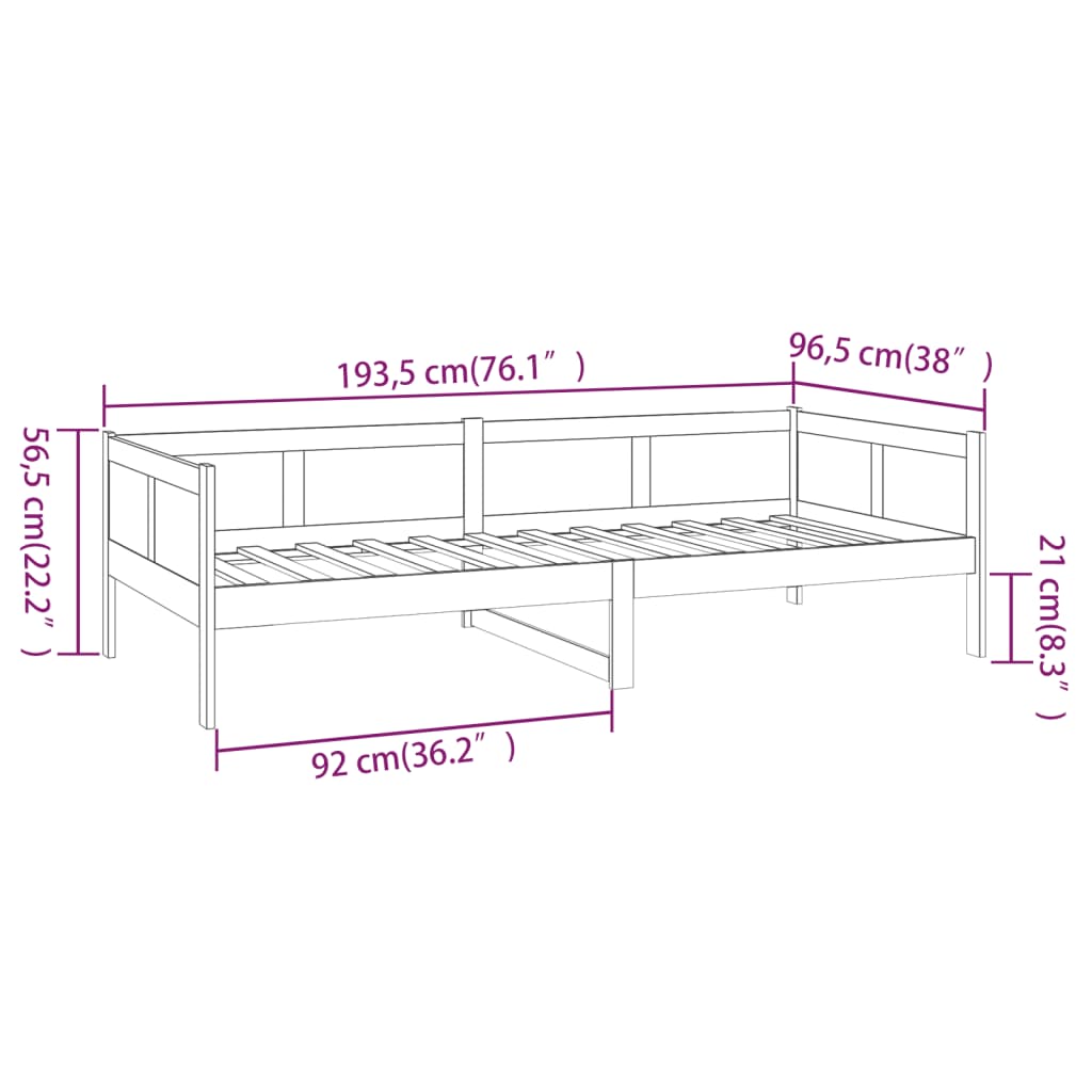 Dagbädd vit massiv furu 90x190 cm