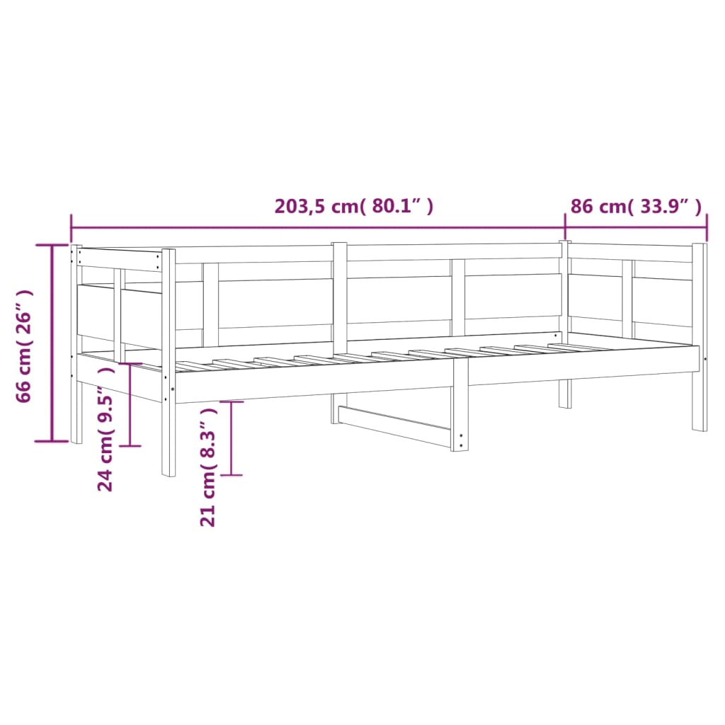 Dagbädd 80x200 cm massiv furu