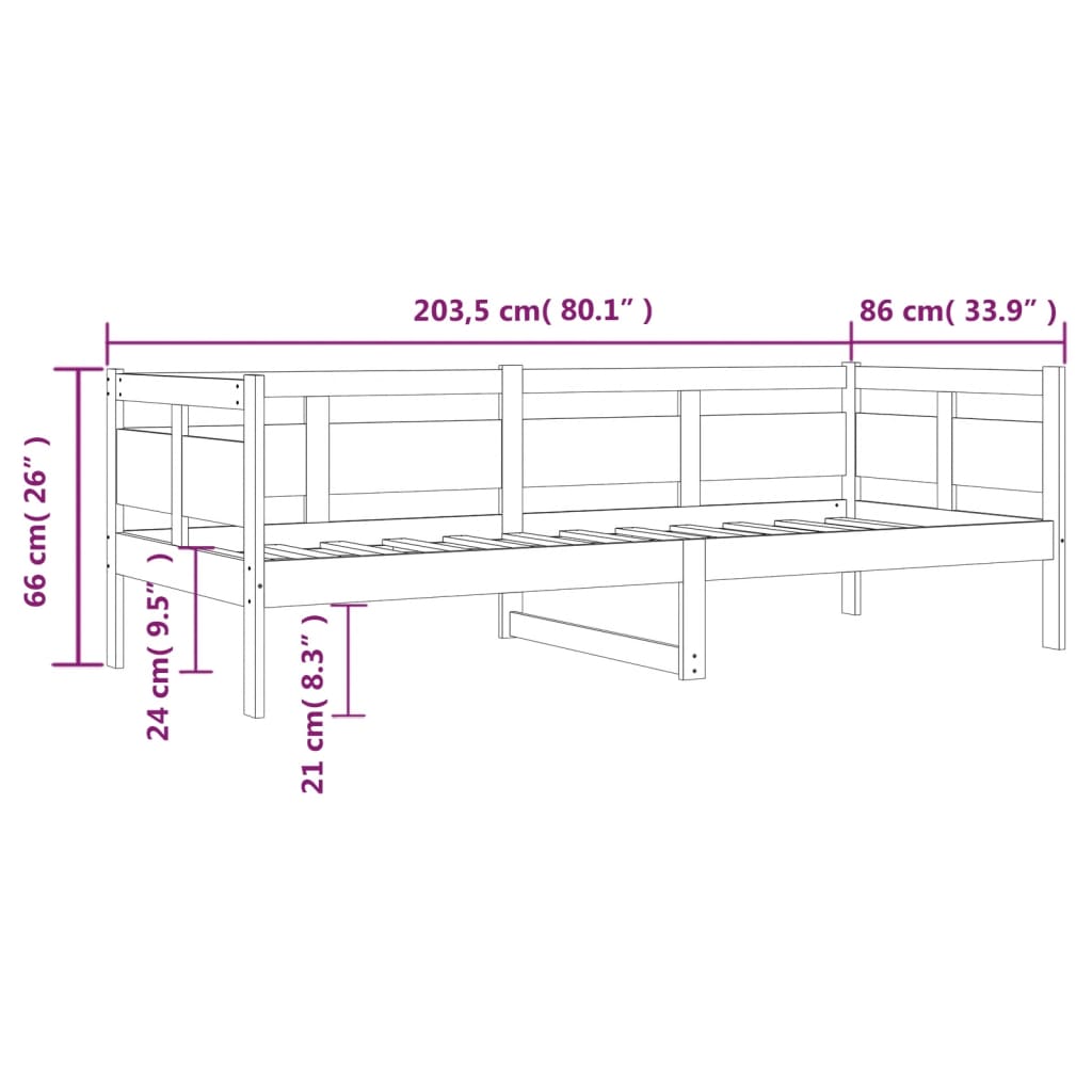 Dagbädd honungsbrun 80x200 cm massiv furu