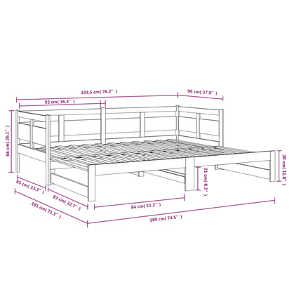 Bäddsoffa vit massiv furu 2x(90x190) cm